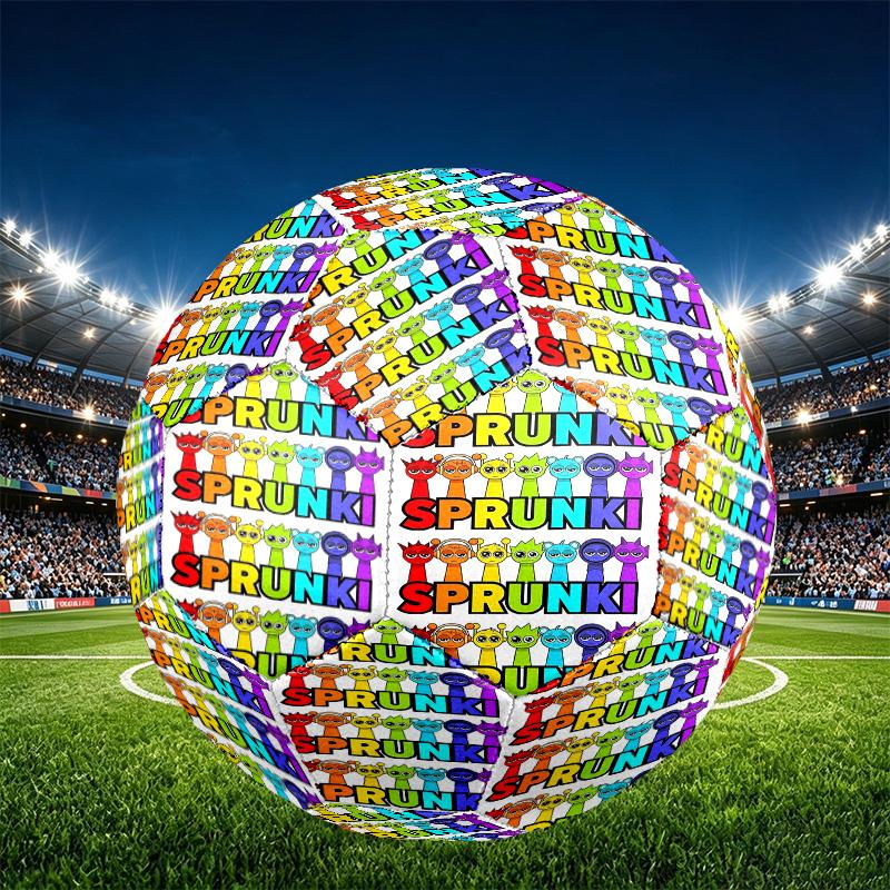 Sprunki Game Print Size 5 Soccer Ball, PU Wear Resistant Football for Match Training and Daily Practice, Birthday Gift for Soccer Fans
