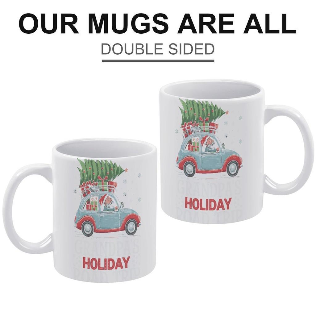 11oz White Coffee Cup with Glossy Printed Finish on Both Sides, Durable Ceramic Build for Hot Drink Breaks and Kitchen Use