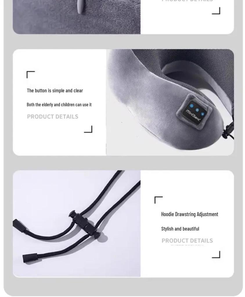 U-förmiges Bluetooth-Nackenkissen mit Stereo-Sound für Reisen und Büro