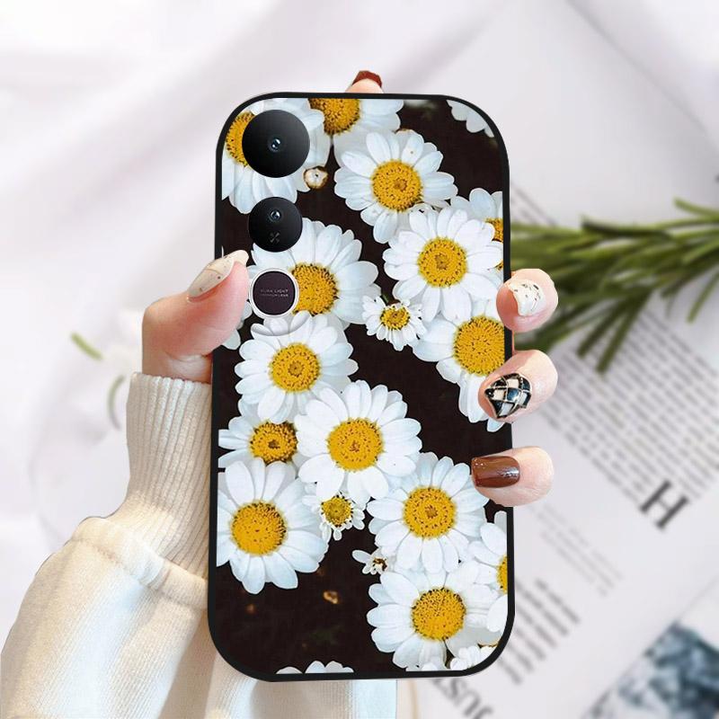 For Vivo V50 Lite 5G Case Fashion Luxury Printed Black Matte Soft TPU Silicone Bumper Cover For Vivo V50Lite 4G Phone Case Funda