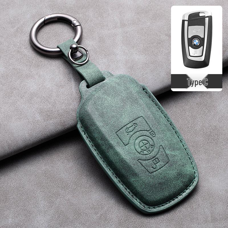 Compatible Leather Keychain Shell for BMW Series: Fits X1, X3, X5, 1 Series, 3 Series, 5 Series, 6 Series, 7 Series, NFC Card Snap