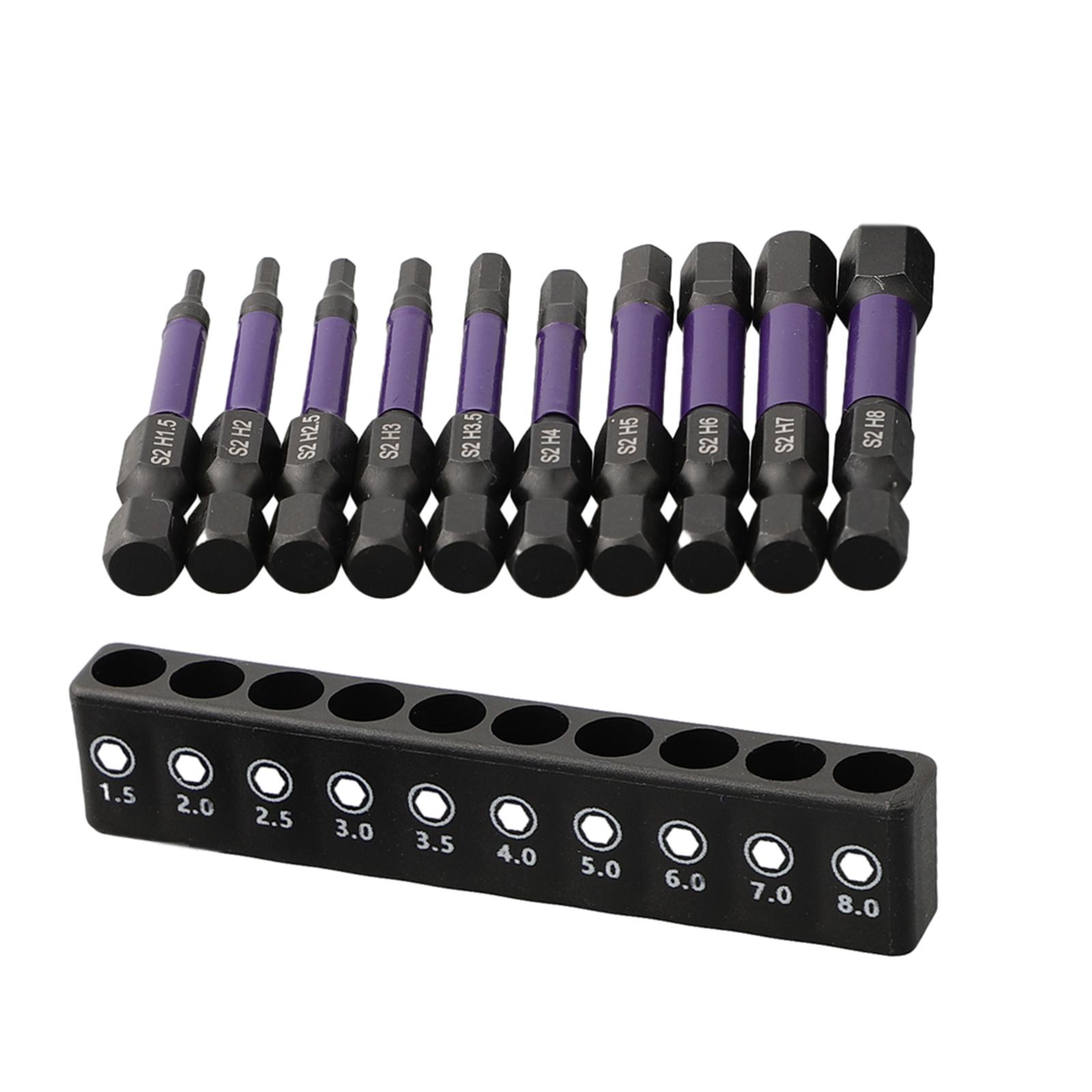 

10 Pcs/set Hex Head Screwdriver Bit Set 1/4 Shank Screwdriver Bit H1.5-H6 Hexagonal Pneumatic Screw Head