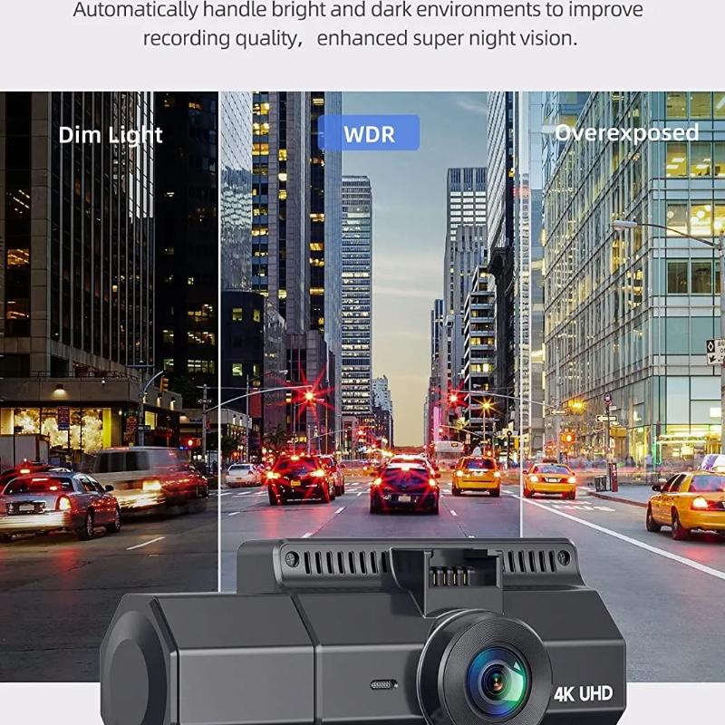 3-kanals bil-DVR Dashcam 4K-kamera GPS WiFi för fordons Dashcam Svart Box Videobandspelare Registrator Nattseende Biltillbehör