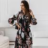 Lace-up Chiffon Office Lady Dress New Vintage Party Dress