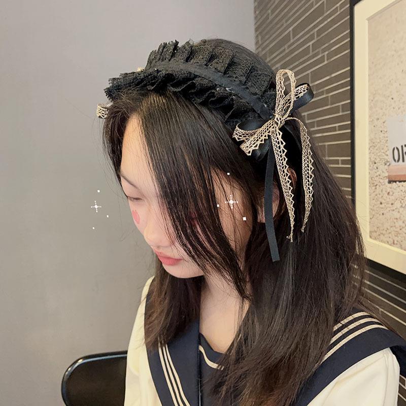 Retro Lolita Pleated Lace Headband & Hair Clip - Cute Children's Hair Accessories