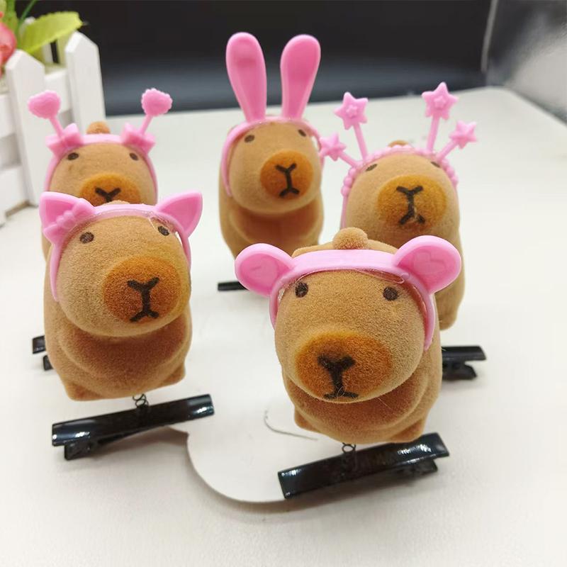 10Pcs Set Kapibala Hairpin Animation Sunglasses Capybara Headband Keychains Gifts For Guests Phone Bag Animal Pendants