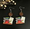 Colorful Rainbow Book Pendant Earrings - Double-sided Wooden Teacher Gift