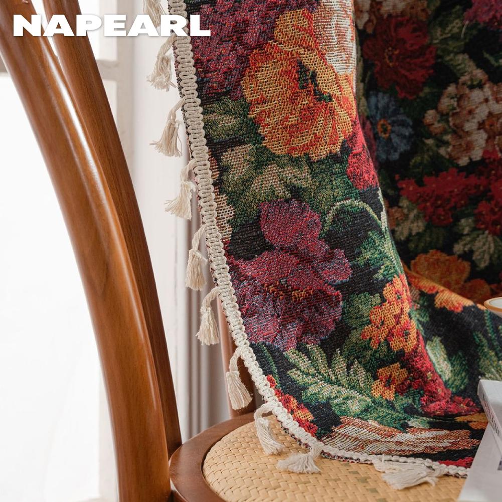 1 ks NAPEARL 40-70% Zatemňovací Retro Venkovský Styl Květinový Vzor Okraj s Třásněmi Závěsy pro Malé Okno Ložnice Obývací Pokoj Balkon Domácí Dekorace