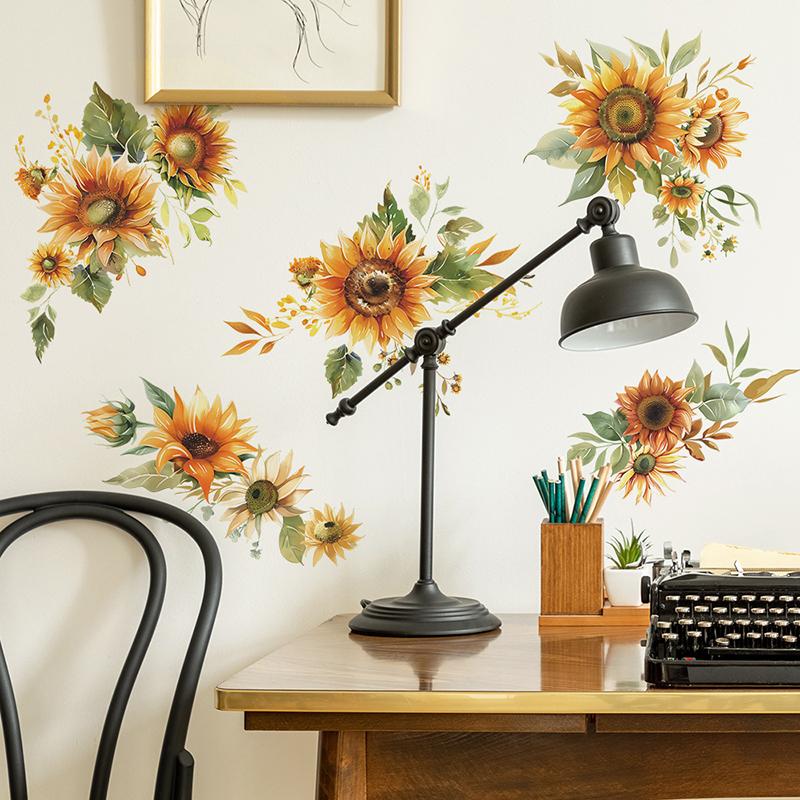 

Small Fresh Yellow Sunflower Wall Sticker Bedroom Living Room Cabinet Mirror Decoration Sticker жовтий
