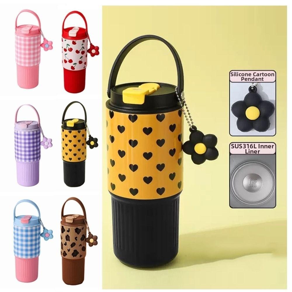 Portable Outdoor Insulated Mug Creative Coffee Tumbler with Handle Drinking Straw Cup  Kitchenware