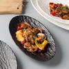 Restaurant Hotel Japanese Rock Texture Oval Fish Plate Large Family Braised Steamed Fish Plate Light Luxury Western Plate Tableware