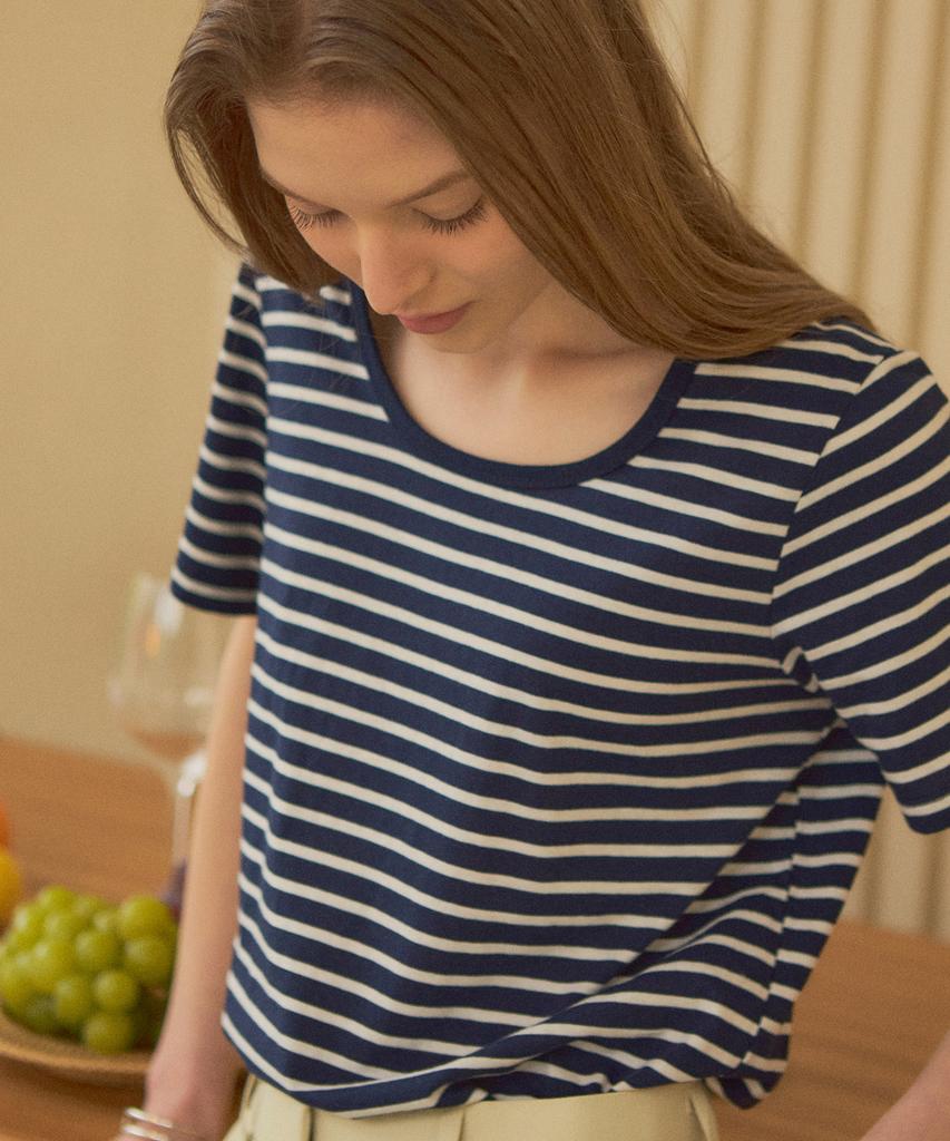 Siyajyu Sitp5063 U-Neck T-Shirt_St_Navy