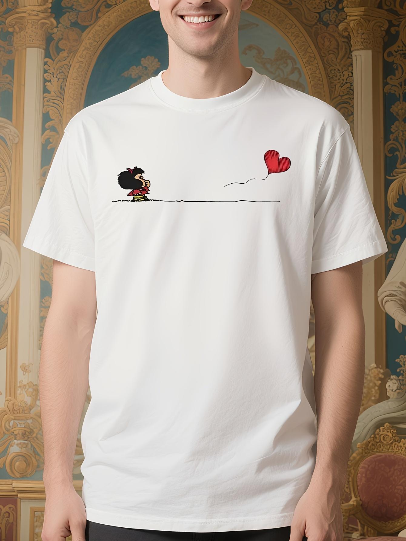 1pc Mafalda Cartoon Print Tshirt - Unisex Cotton Crew Nec... S