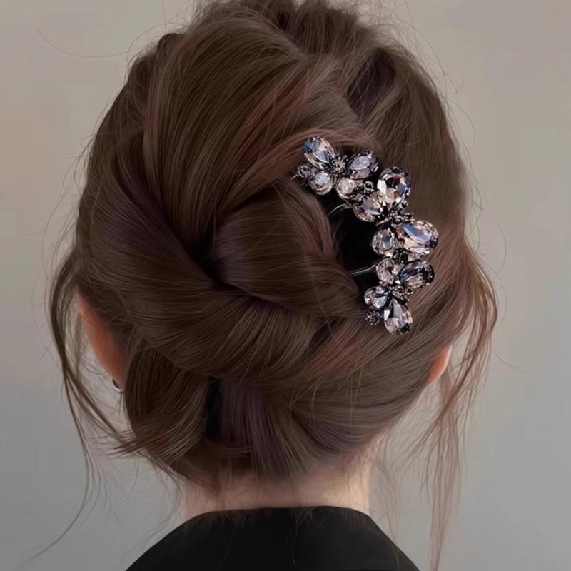 Metalowe Perły Z Cyrkoniami Spinka Do Włosów Wygodny Patyczek Do Włosów Do Gęstych Włosów Bezpieczne Utrzymanie Koka Na Imprezy Bankiety Kobiety
