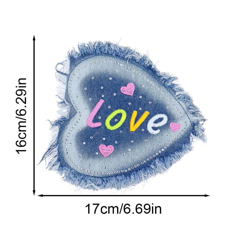 1PC Sew On for Clothing Denim Patches Large Embroidery Patch Sports Shoes Bear Shape DIY Five-pointed Star Bowtie