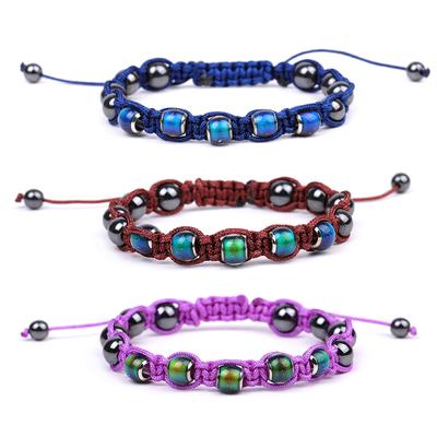 Geflochtenes Armband mit thermochromen Perlen, 8 mm, schwarzer Magnet, zum Aufwärmen, wechselbarer Armbandschmuck
