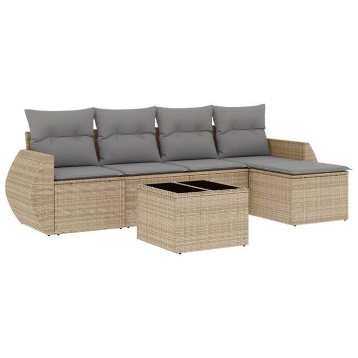 VidaXL Garden Lounge Set with Cushions 6 Pcs, Patio Sofas, Patio Furniture Set, Outdoor Furniture, Beige 3253636