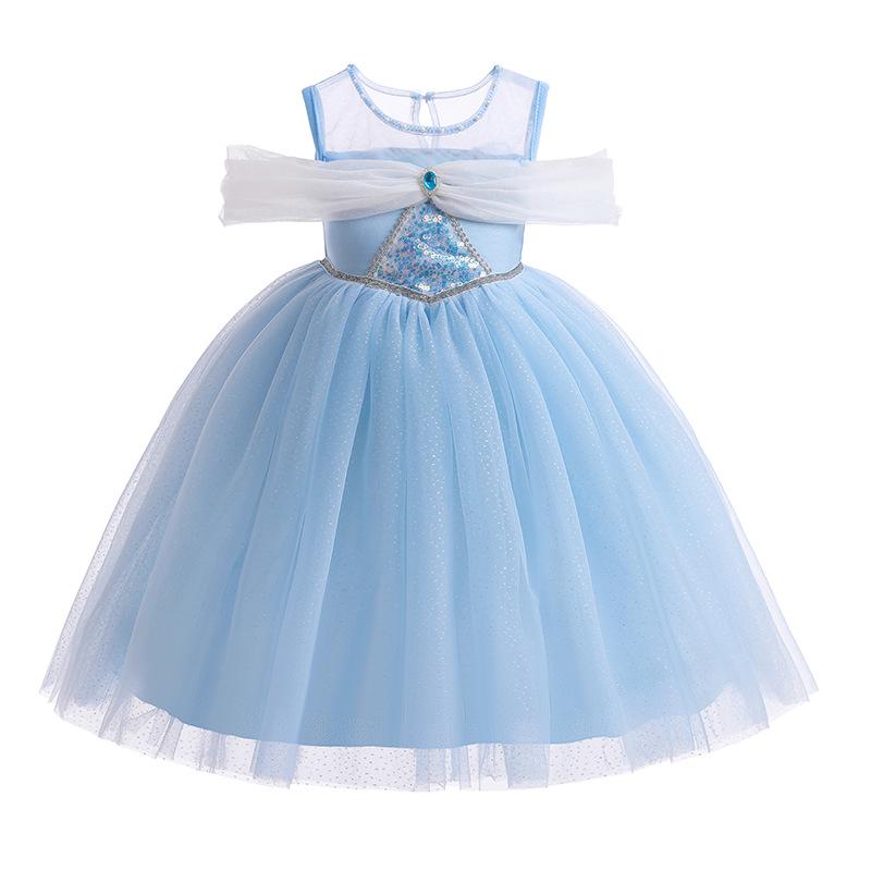 Girls' Puff Sleeve Mesh Princess Dress – Fashionable Summer Style