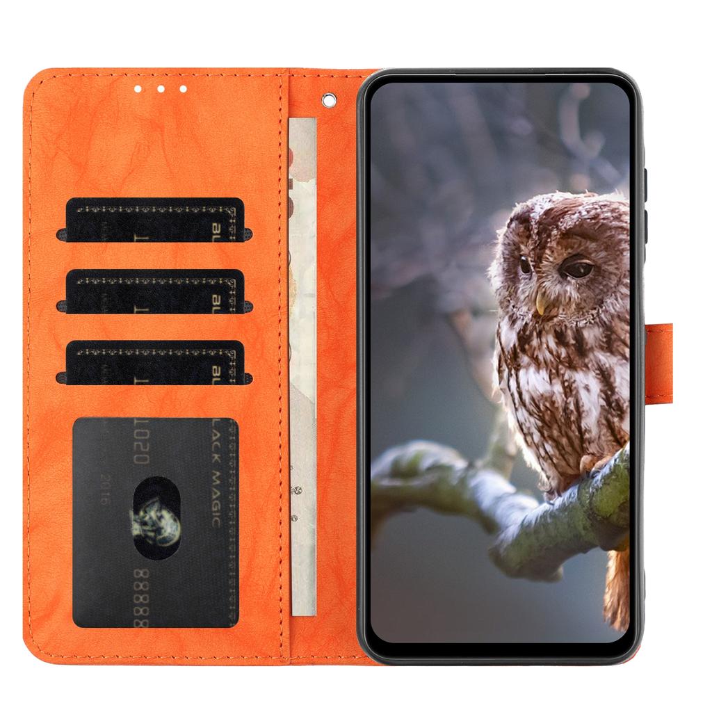 For Samsung Galaxy S25 FE Case Owl Imprinted PU Leather Wallet Phone Cover with Wrist Strap