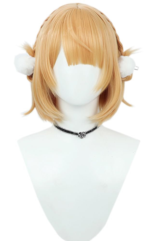 Shigure Ui Cosplay Wig, Gold, Heat-Resistant, with White Hair Accessory, Perfect for Halloween Costumes and Photoshoots