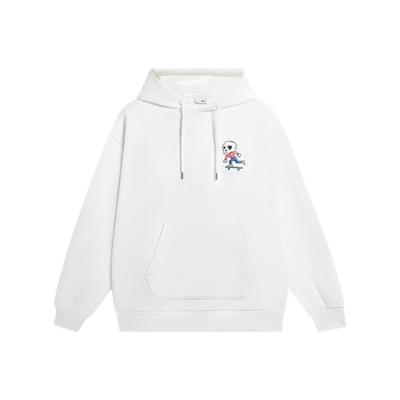 Li-Ning X Pablo Ientile Solid Color Skull Print Cotton Drawstring Hoodie Unisex Hoodie White AWDS913-3