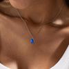 Elegant Double Layer Necklace Featuring December Birthstones And 18k Gold Plating Rectangular Design Neckchain For Women
