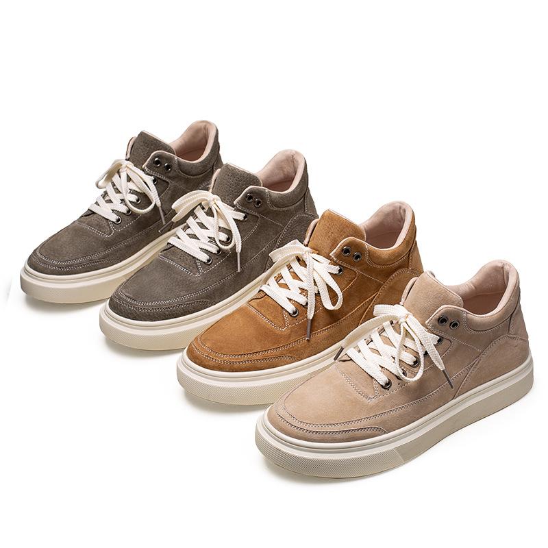 New British Style Leather Board Shoes Men's Autumn Retro High-top Shoes Sports Casual Yellow Short Boots