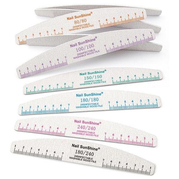 2Pcs Half Moon Nail File Sandpaper 80/100/150/180/240 Nail Sanding File Buffer For Manicure Polishing Nail Tools