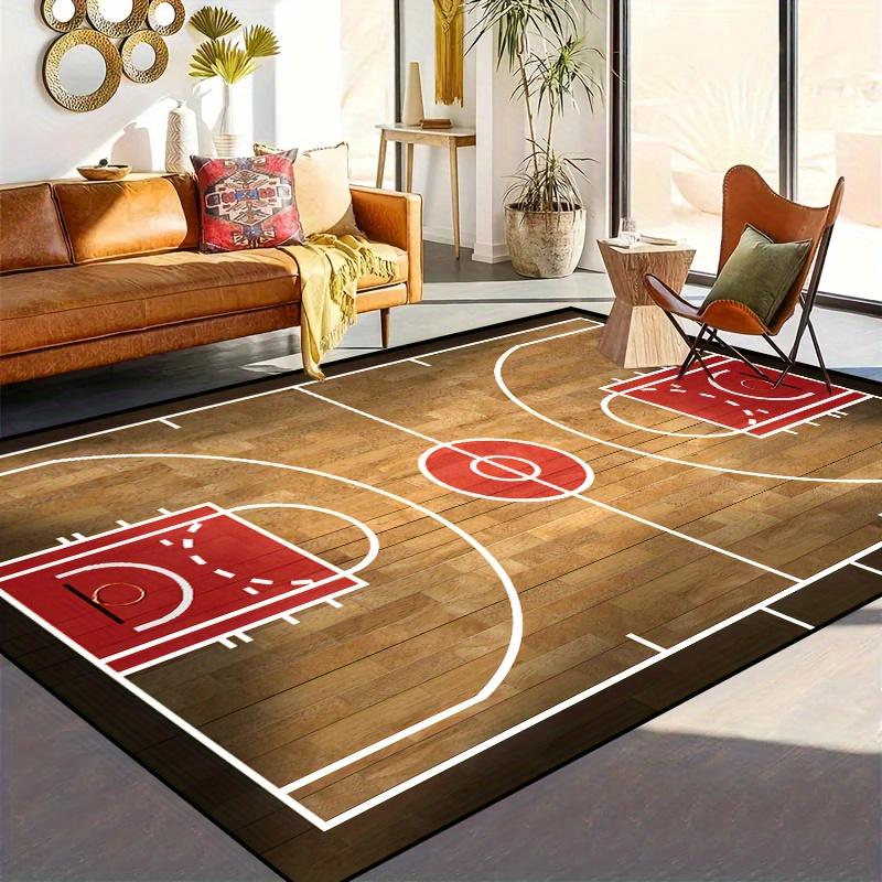 Basketballplatz rutschfeste strapazierfähige Matte, für Wohnzimmer Schlafzimmer Kinderzimmer, Outdoor-Terrasse Garten Hof Dekorationsmatte, Heimdekoration