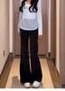 Damen Jeans in Übergröße, Schwarz, Stretch, Micro Flare, High-Waist - Frühling/Herbst, Schlankmachende gerade Beine, Trompetenhose