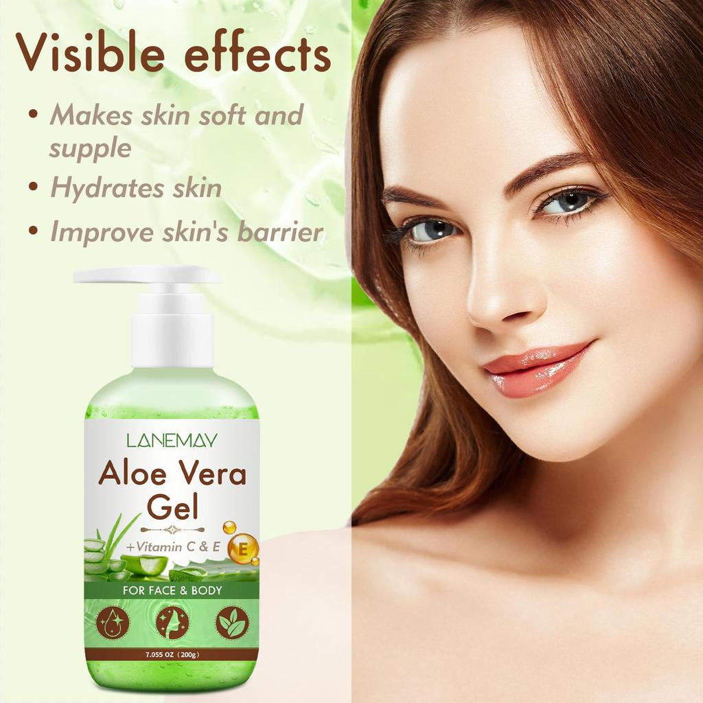 Aloe Vera Gel With Vitamin C & E - Deeply Hydrate and Moisturize Dry Skin, Improve Damaged Skin - Suitable for All Skin Types,200g