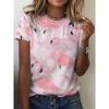 Moda Donna Girocollo Manica Corta Stampa Animale Colorata 3D T-shirt Manica Corta Girocollo con Animali