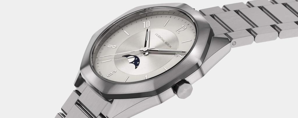 Lilianthal Berlin Faza Księżyca Srebrny Wyprodukowano w Zegarek Męski, Niemcy, OM1-001-B040A