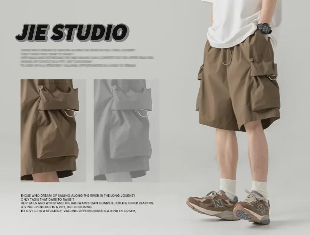 Short de travail japonais léger pour homme - Coupe ample et décontractée, idéale pour l'été, avec grandes poches