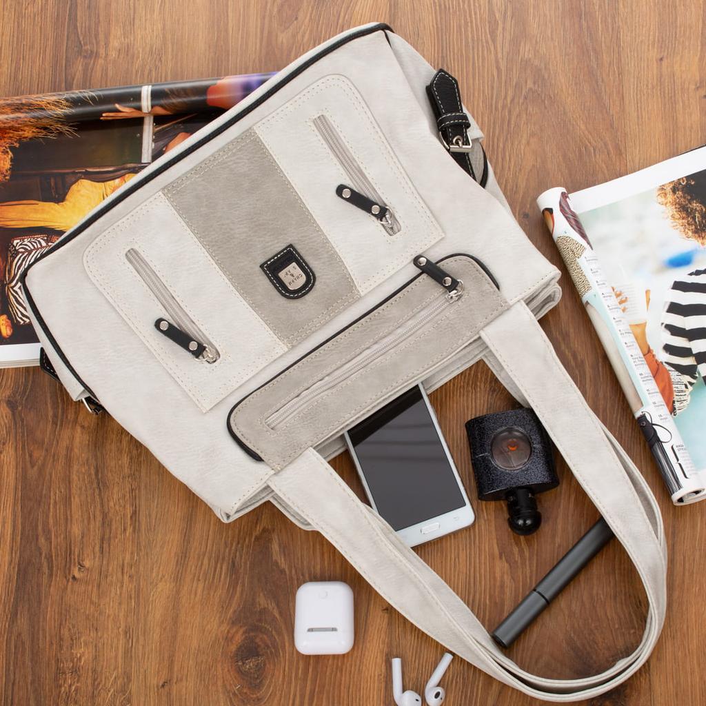 Large Cosmetic Bag Leathercraft Bag Woja Gray