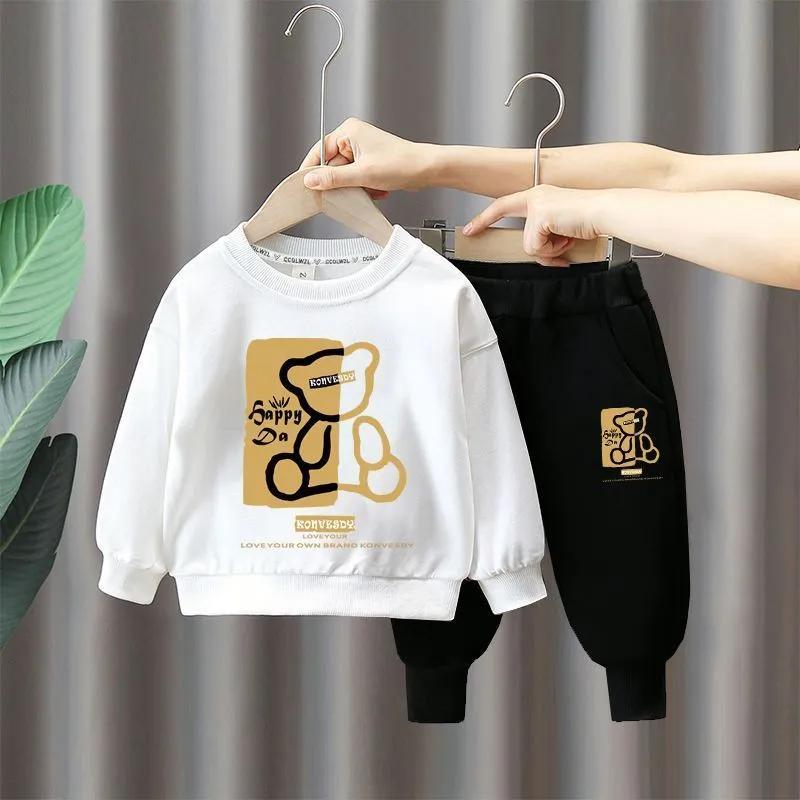 

Autumn Baby Girls Clothes Set Kid Boy Cartoon Printed Sweatshirt Pullover and Pants 2pcs Suit Children Top Bottom Tracksuit 160 білий