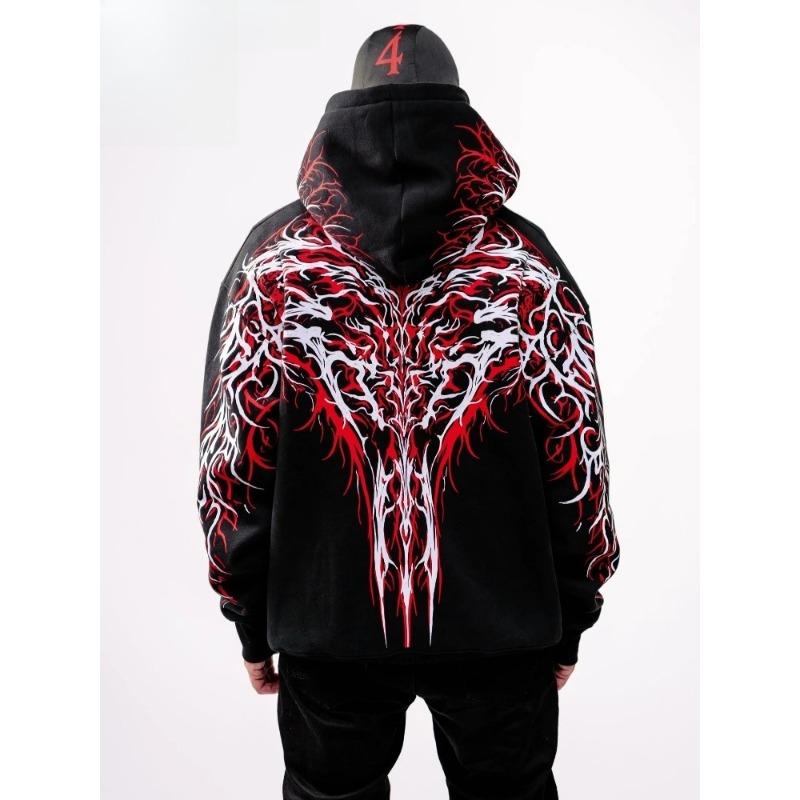 Felpa con Cappuccio Riflettente Stampa Gotica Uomo Donna Harajuku Streetwear Oversize Nera Felpa con Cappuccio Hip Hop Pullover Top Nuovo