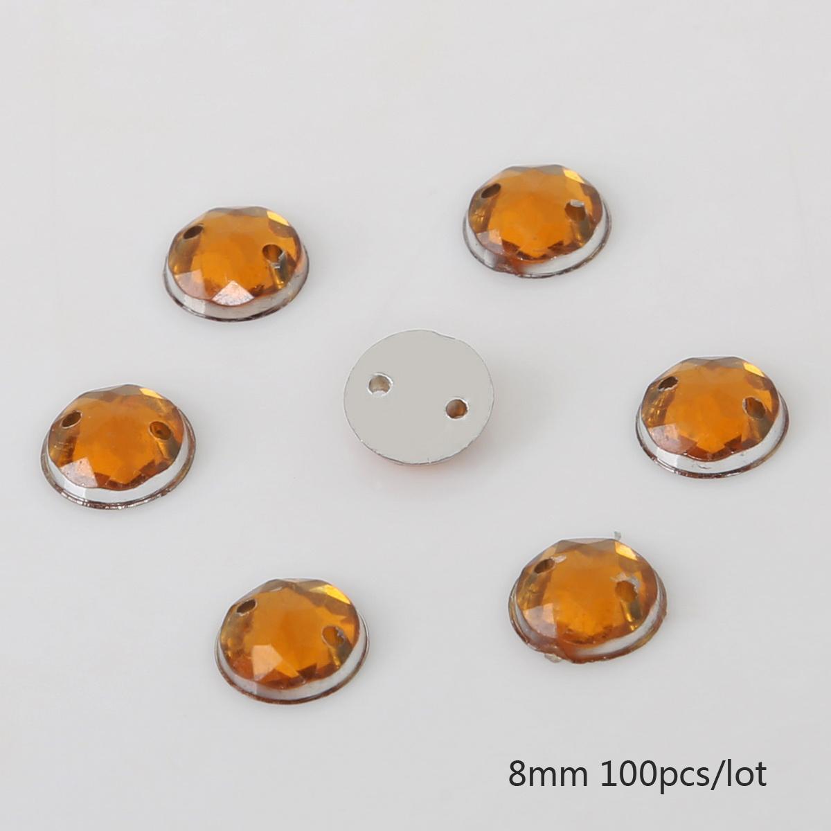 

8/10/12 мм стразы с плоской обратной стороной, круглые акриловые бусины, пришитые стразы, хрустальные камни для рукоделия, украшения для скрапбукинга 8mm 100pcs глубокий/коричневый