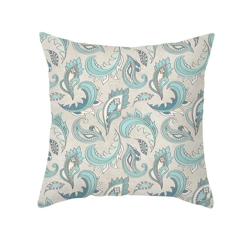 Blue Geometric Pillow Cover Nordic Simple Shopee Home Sofa Cushion Cover Peach Skin Printed Cushion