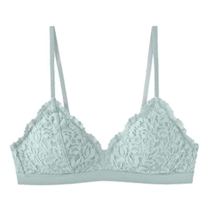 French Style Bra Women's Sexy Lace Triangle Cup Bra Gathering Without Steel Ring Bra Women's Thin Underwear Summer