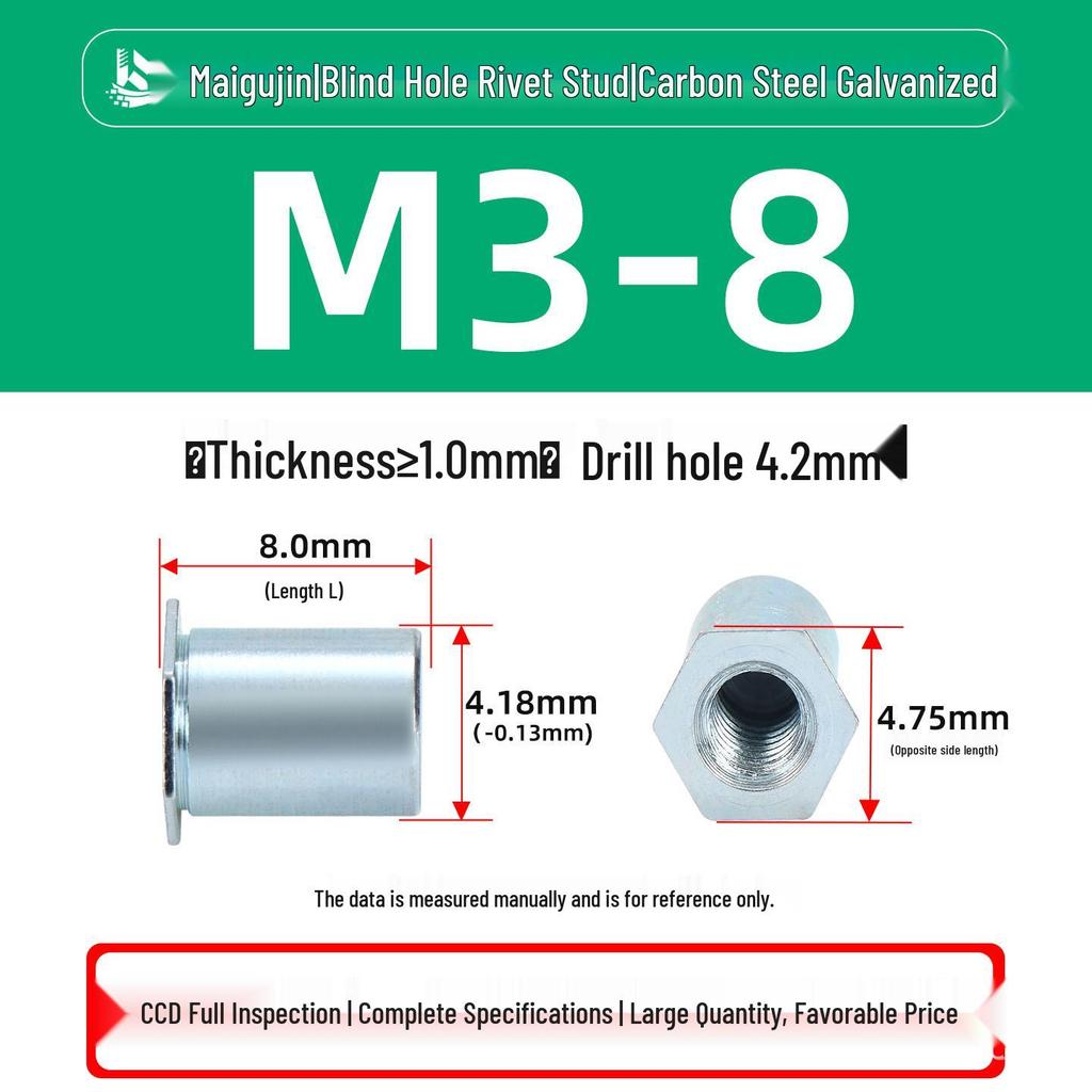 Carbon or Stainless Steel Anti-Blind Hole Press-In Studs TBSOS/M3-M6 Rivet Bolts In Stock