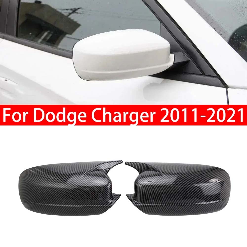 For Dodge Charger 2011-2025 Car Rearview Side Mirror Cover Wing Cap Exterior Sticker Door Horn Rear View Case Trim Carbon Fiber