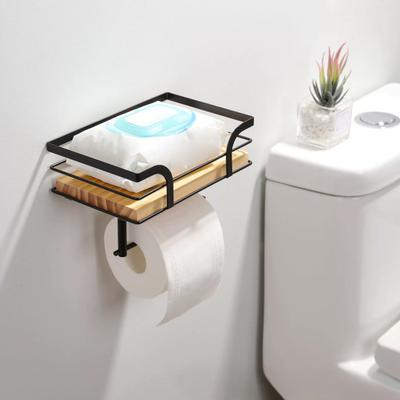 Rustikaler Bauernhaus Toilettenpapierhalter mit Ablage Stark belastbares Taschentuchregal Aufbewahrung Holzregal Badezimmerzubehör