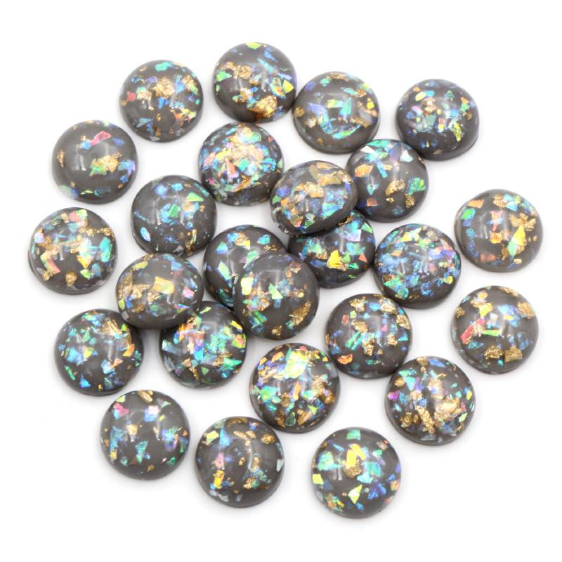 40 Stück 8mm 10mm 12mm Runde Eingebettete Metallfolie Flache Rückseite Harz Cabochons Kuppel DIY Ohrringe Schmuckherstellung Zubehör Fundstücke