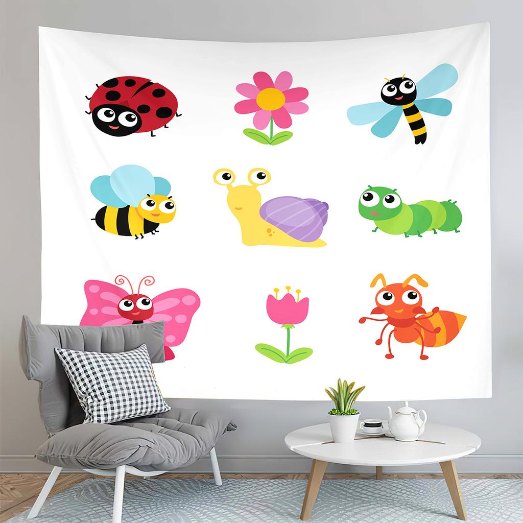Cartoon Baby Animals Tapestry Cute Tiger Tapestry Creative Theme for Children Wall Hanging Living Room Bedroom Dorm Tapestries