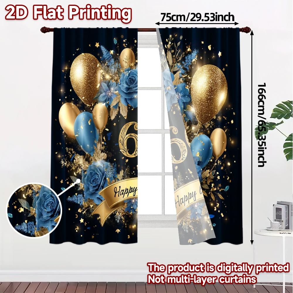 Set Of 2 Flat Printing Curtains Without Rod Popular Fabric Room Decor Use Bedroom Curtain Polyester Perfect For