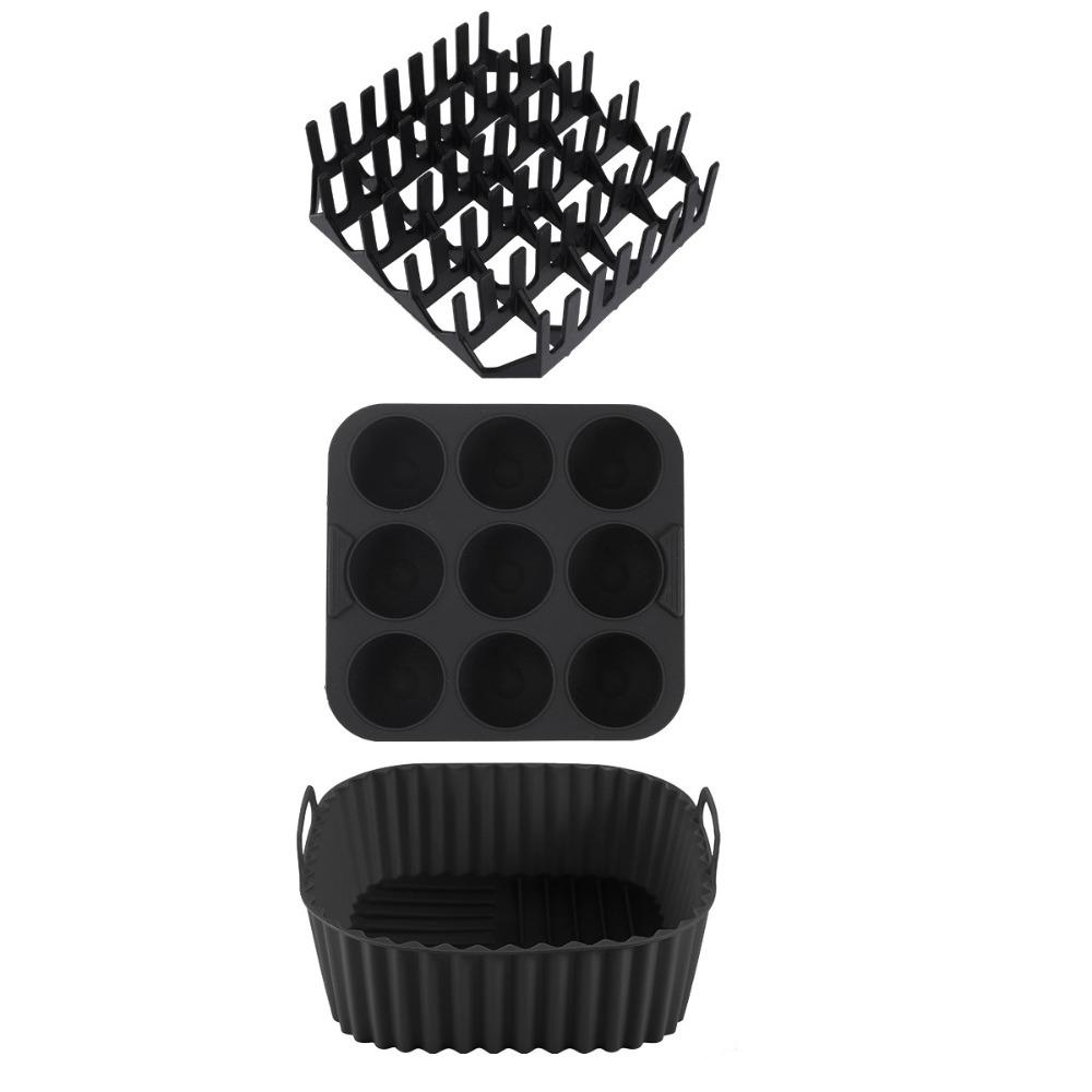 

3 Piece/Set Non-Stick Air Fryer Inner Liner Heat-resistant Cupcake Mold Oven чорний