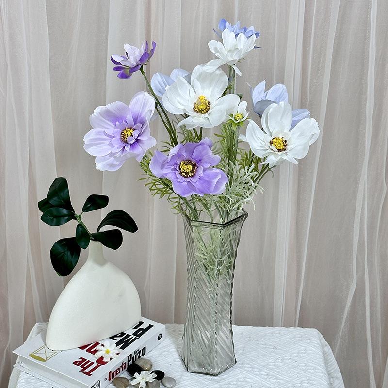 11pcs Gesang Flower Single Branch 1 Fork Queen Cosmos Imitation Fake Flower Silk Flower Living Room Arrangement Wedding Decor