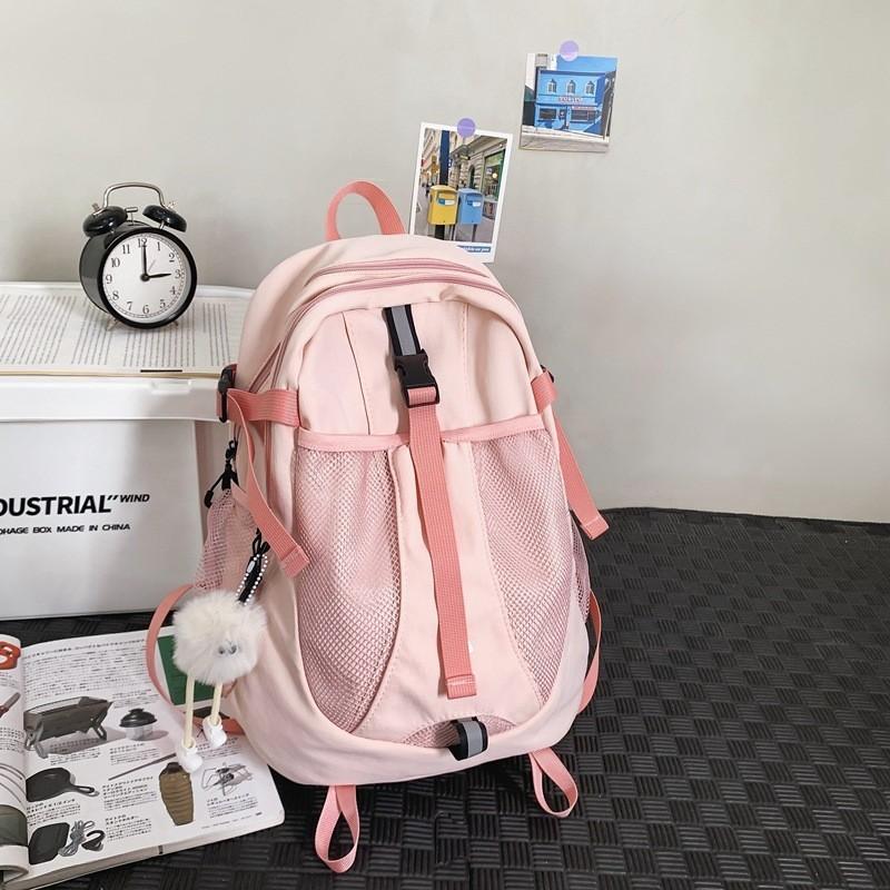 Стильный Унисекс Светоотражающий Рюкзак Большой Вместимости и Водонепроницаемая Нейлоновая Ткань розовый