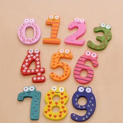 Set of 10 Number Large Cartoon Educational Toy Wooden Fridge Magnet for Baby